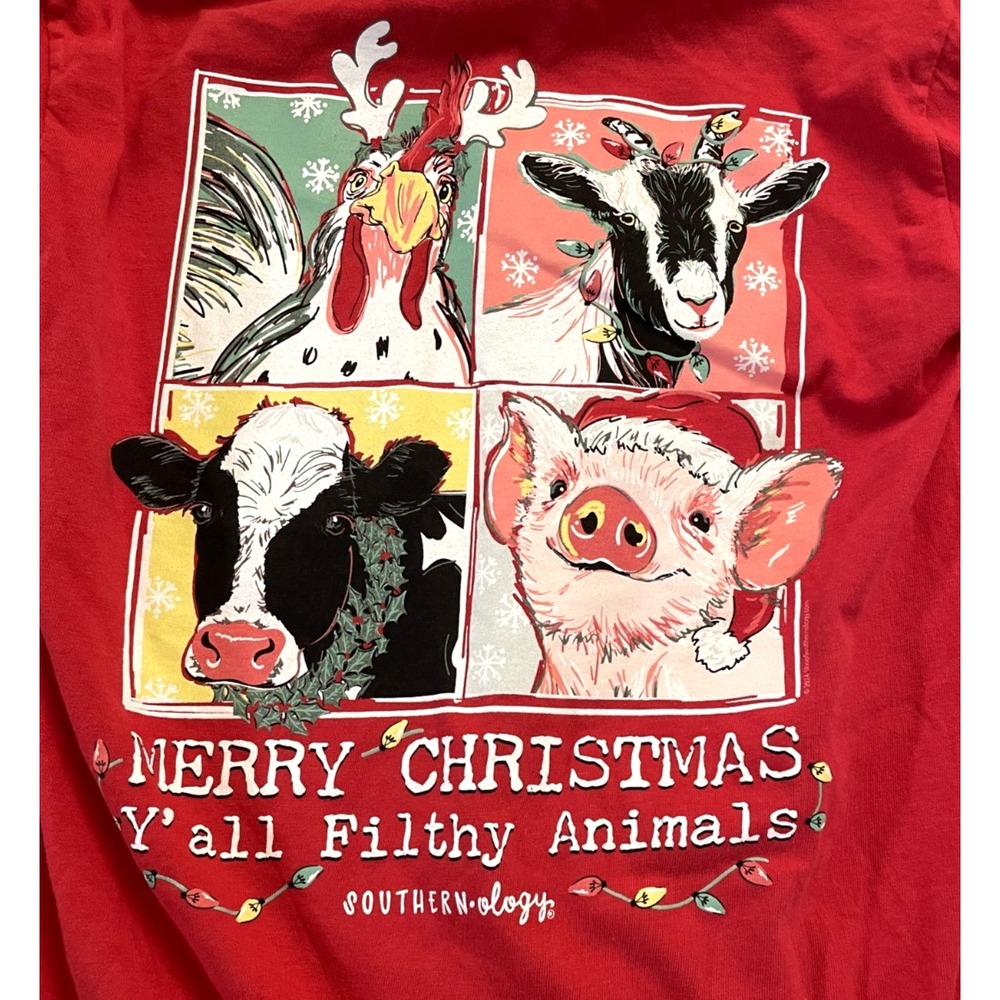 Southernology Filthy Animals Christmas Comfort Colors Long Sleeve T-Shirt SMALL
